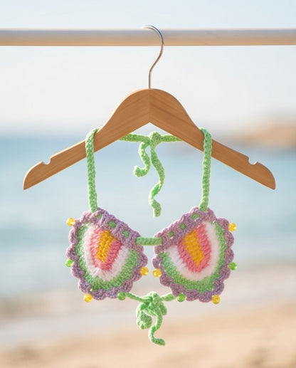 VTBags Candy Bloom Handmade Crochet Bikini Top