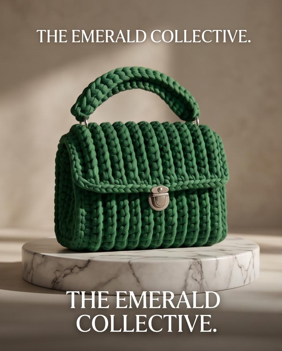 VTBags Emerald Velvet Crochet Handbag