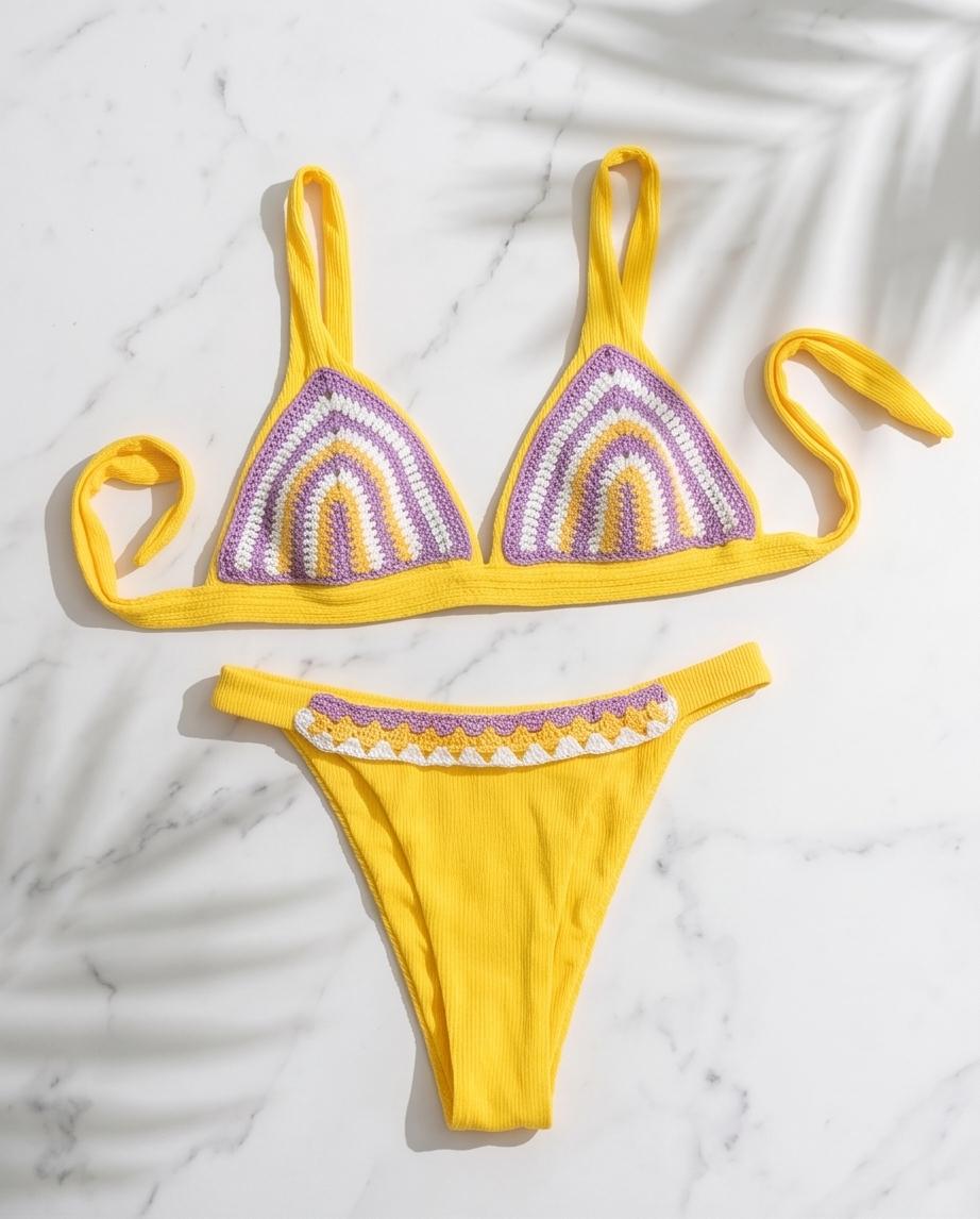 VTBags Golden Lavender Handmade Crochet Bikini Set