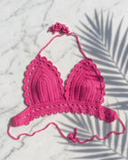 VTBags Hot Pink Scalloped Handmade Crochet Top