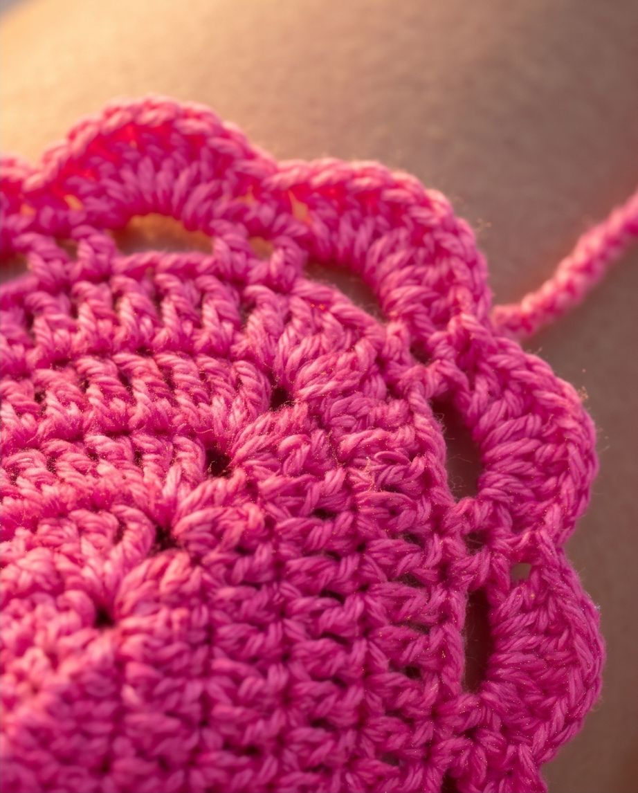 VTBags Hot Pink Scalloped Handmade Crochet Top