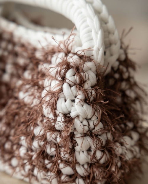 Ivory Mocha Handmade Crochet Mini Bag