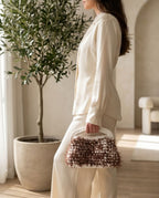 Ivory Mocha Handmade Crochet Mini Bag