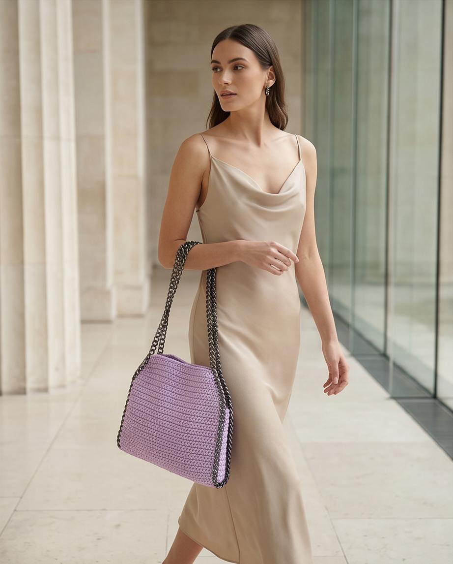 Lavender Chain Crochet Bag