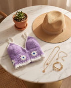 VTBags Lavender Daisy Handmade Crochet Bikini Set