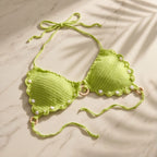 VTBags Lime Pearl Shell Handmade Crochet Bikini Top