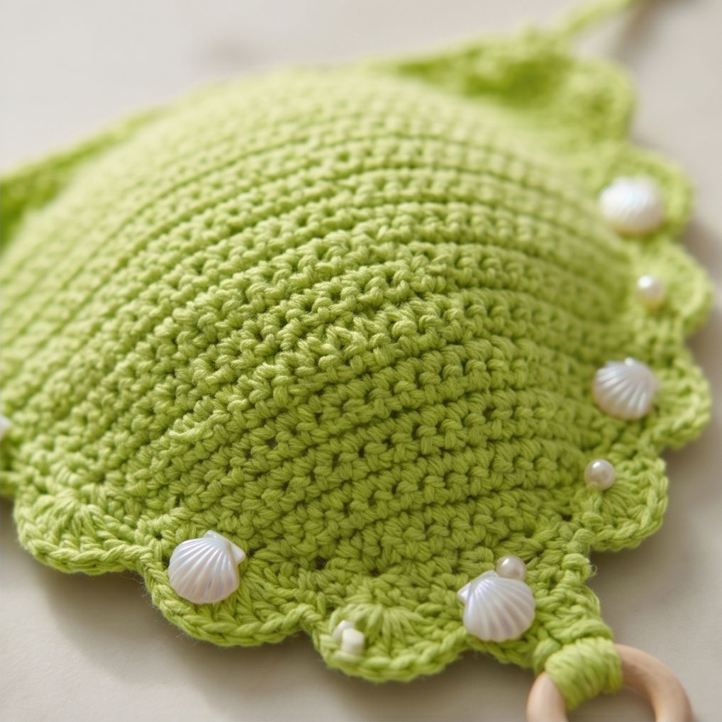 VTBags Lime Pearl Shell Handmade Crochet Bikini Top