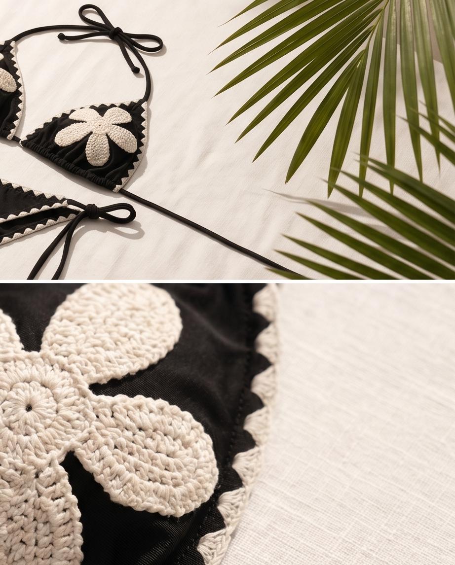VTBags Midnight Daisy Handmade Crochet Bikini Set