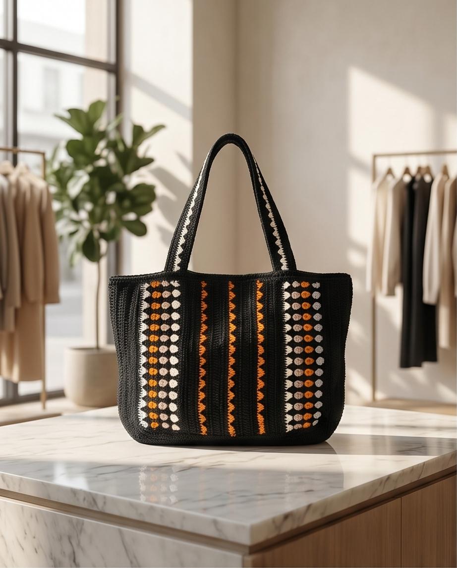 VTBags Midnight Nomad Crochet Tote Bag