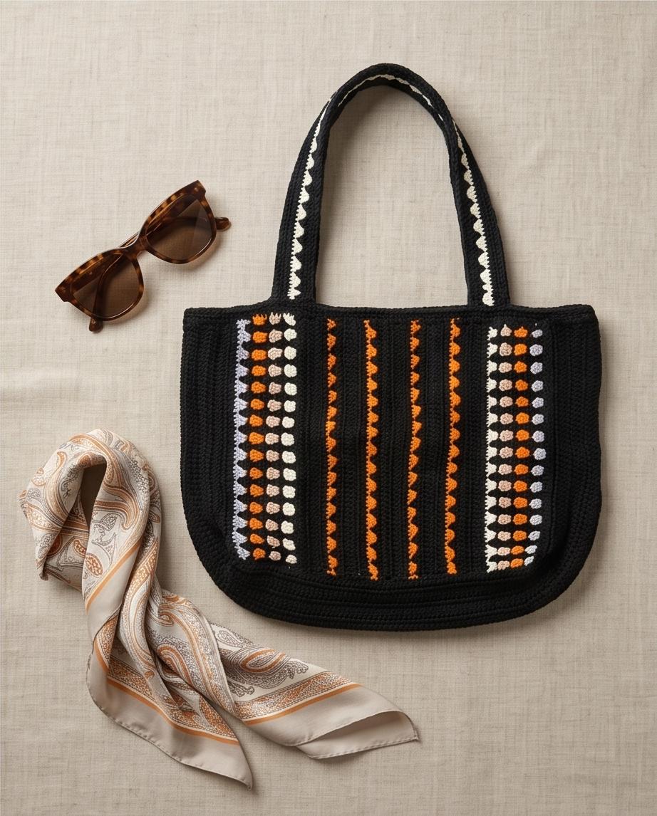 VTBags Midnight Nomad Crochet Tote Bag