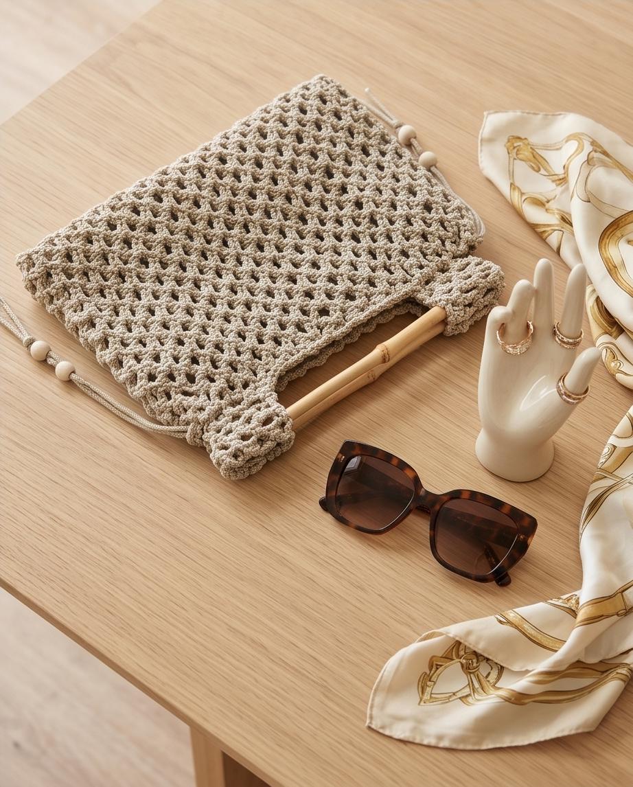 VTBags Natural Bamboo Beach Bag