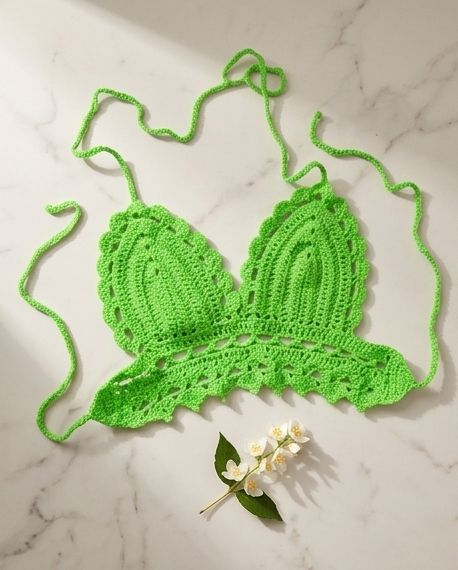 VTBags Neon Lime Mermaid Handmade Crochet Top
