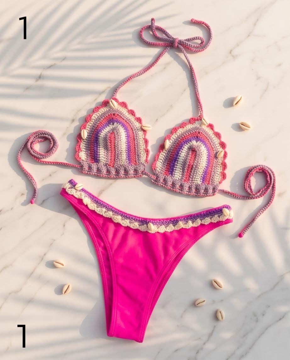VTBags Neon Sunset Handmade Crochet Bikini Set