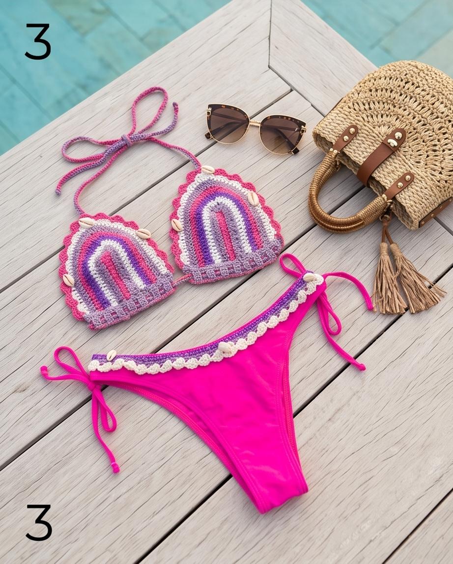 VTBags Neon Sunset Handmade Crochet Bikini Set