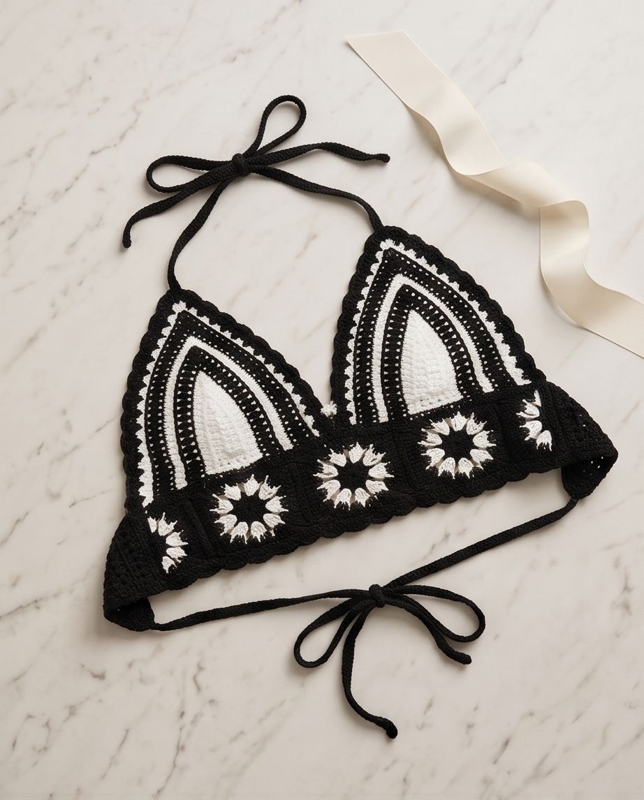 VTBags Noir Monochrome Handmade Crochet Bikini Set