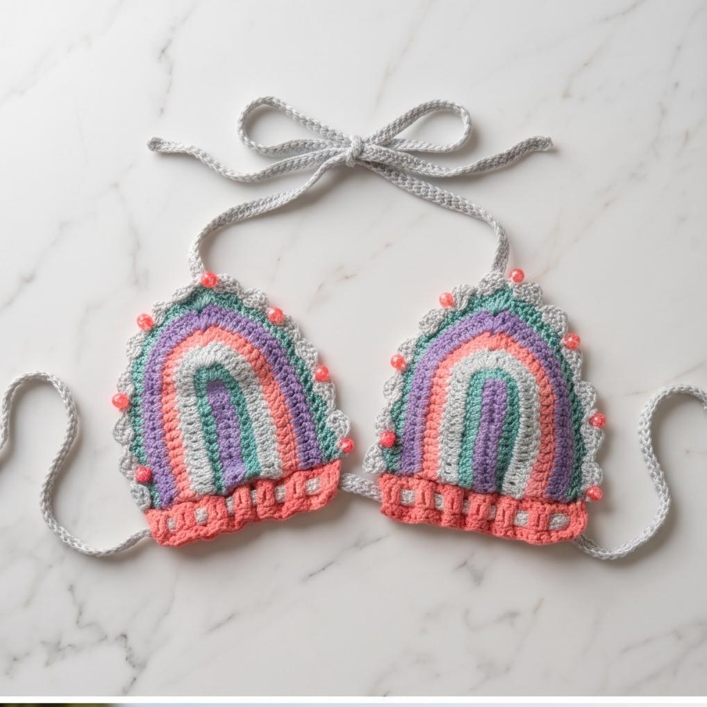 VTBags Pastel Lagoon Handmade Crochet Bikini Top