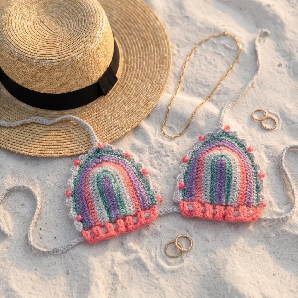 VTBags Pastel Lagoon Handmade Crochet Bikini Top