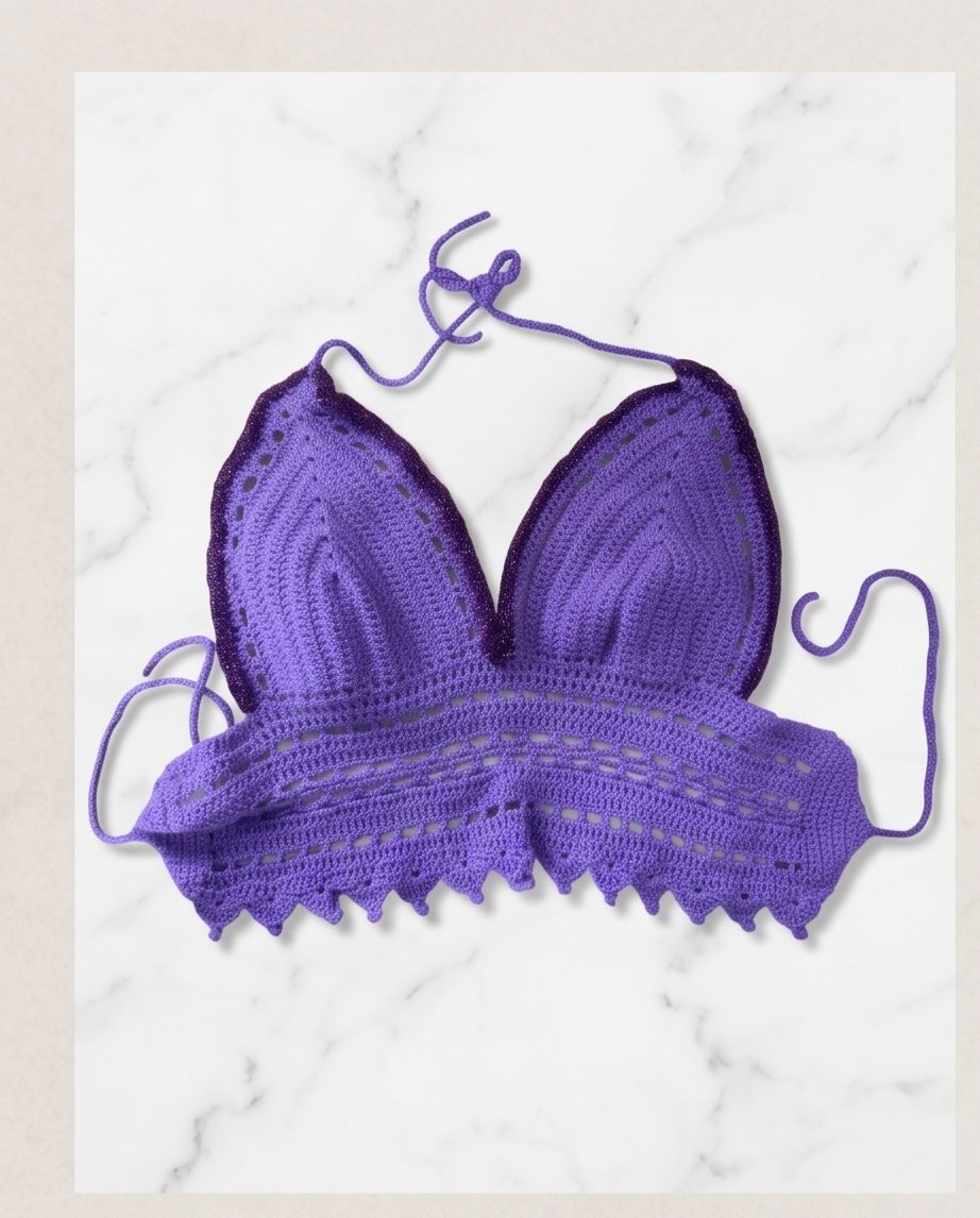 VTBags Royal Violet Handmade Crochet Festival Top