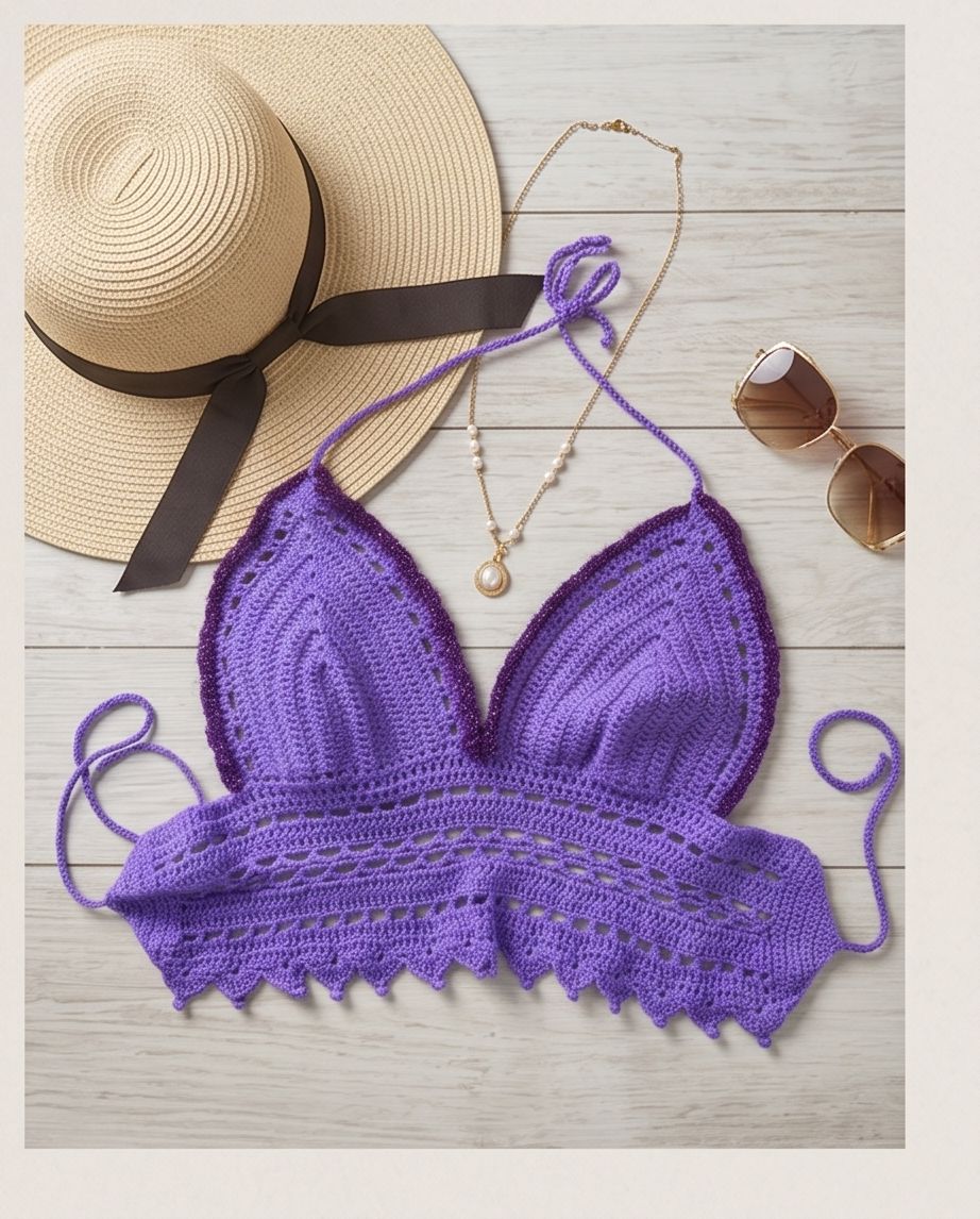 VTBags Royal Violet Handmade Crochet Festival Top