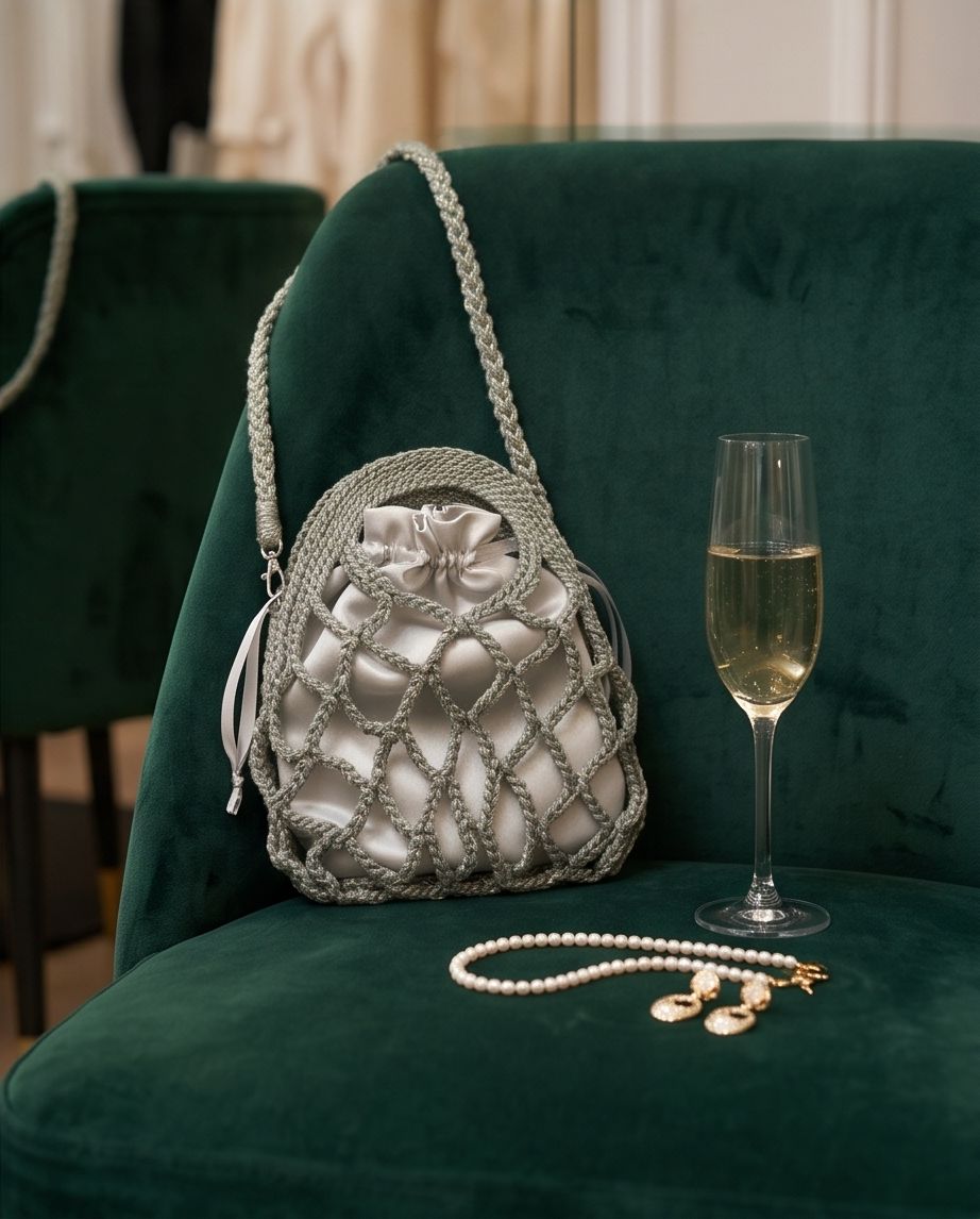 VTBags Sage Glow Net Crochet Bag