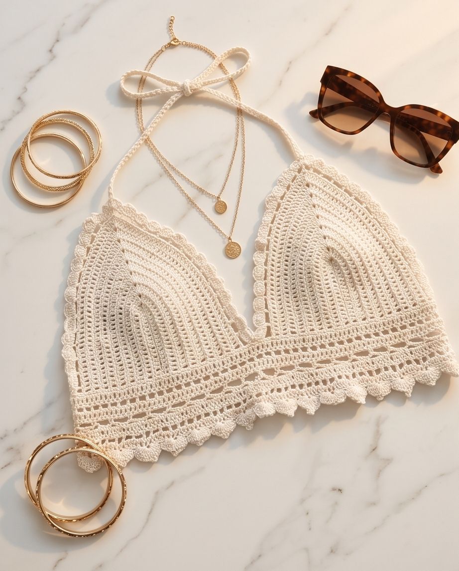 VTBags Sand Beige Luxe Handmade Crochet Top