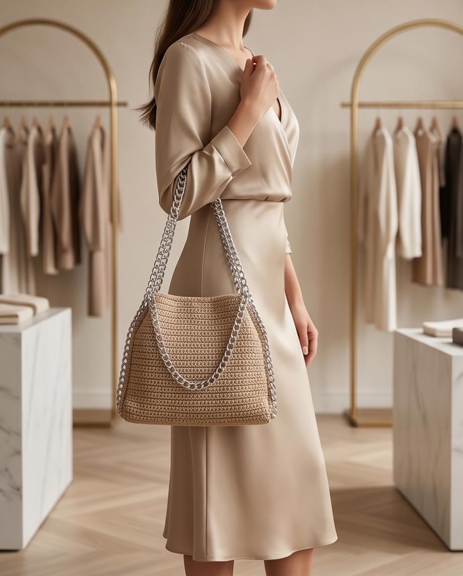 Sand Chain Luxury Crochet Bag