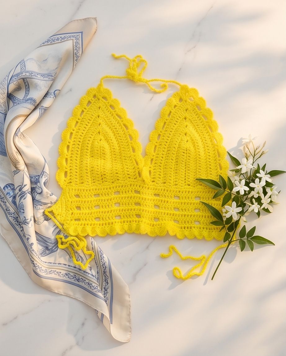 VTBags Sunshine Yellow Handmade Crochet Top