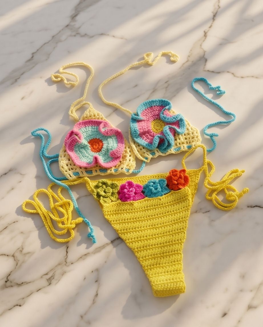 VTBags Tropical Bloom Handmade Crochet Bikini Set