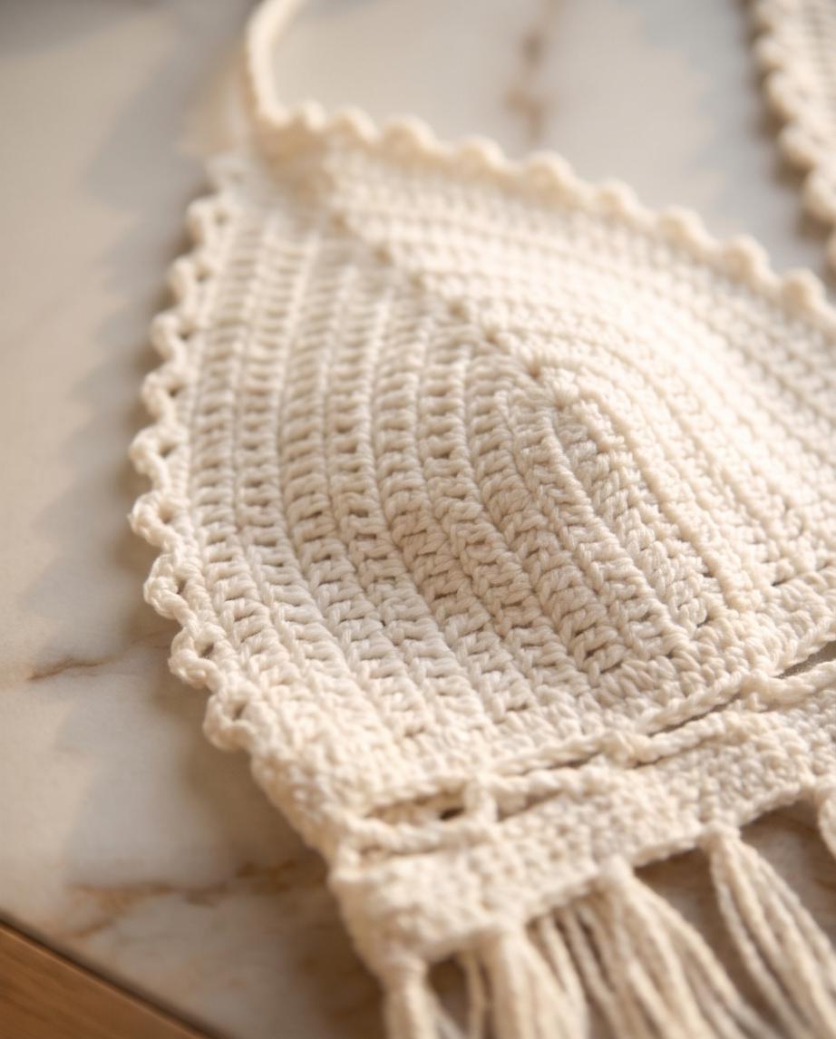 VTBags White Boho Fringe Handmade Crochet Top