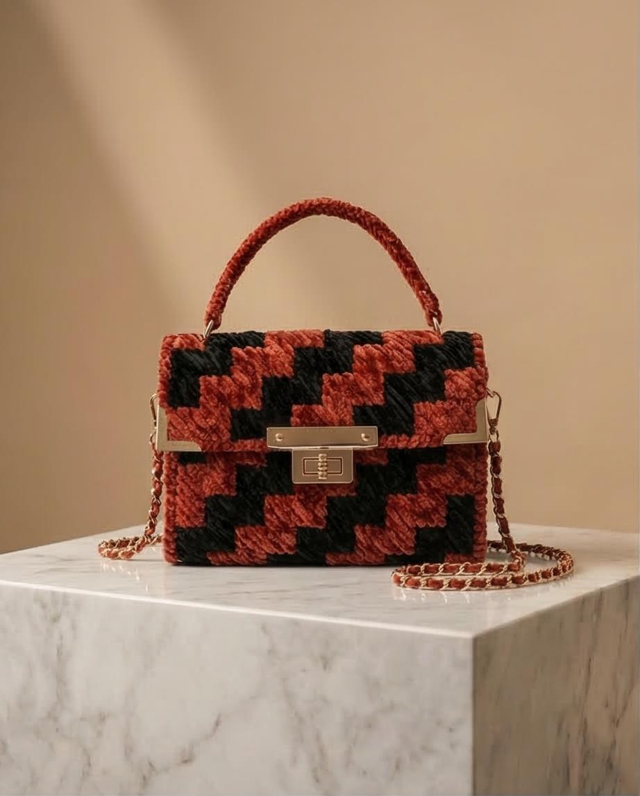 VT Bags Velvet Chevron Mini