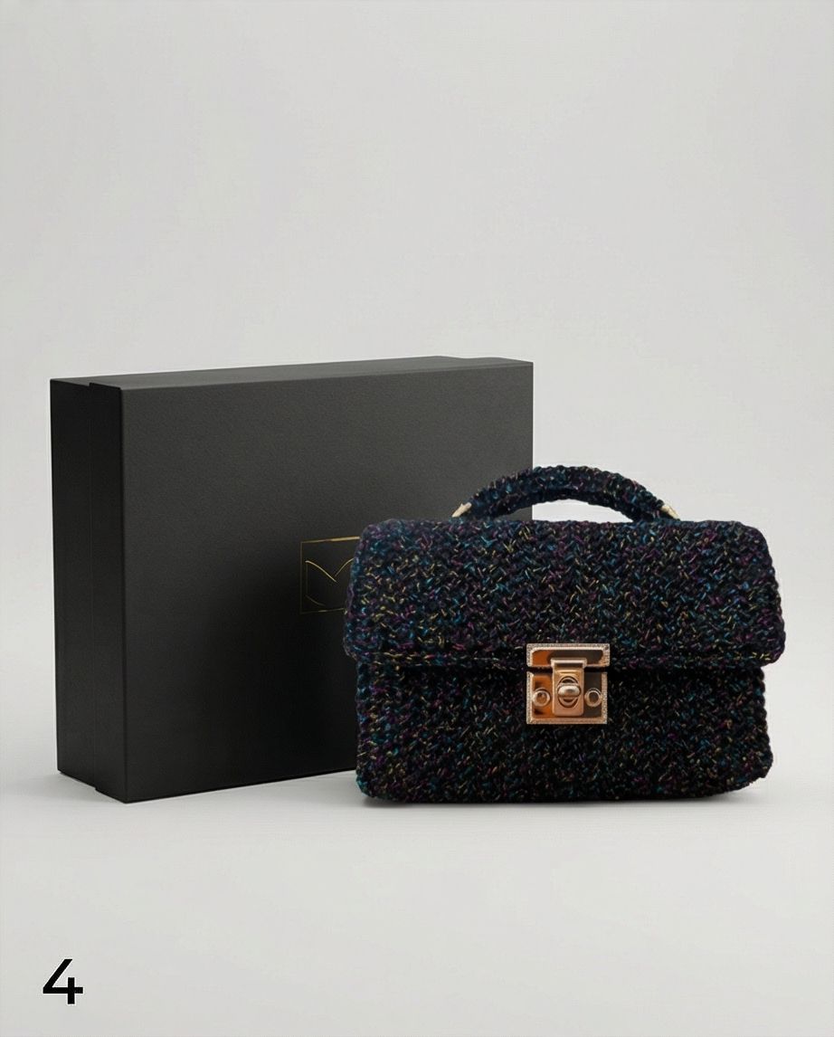 Mini Bag Handmade Multicolor Sparkle con Catena Oro