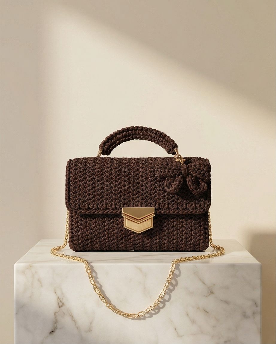 Mini Bag Handmade Chocolate con Catena Oro