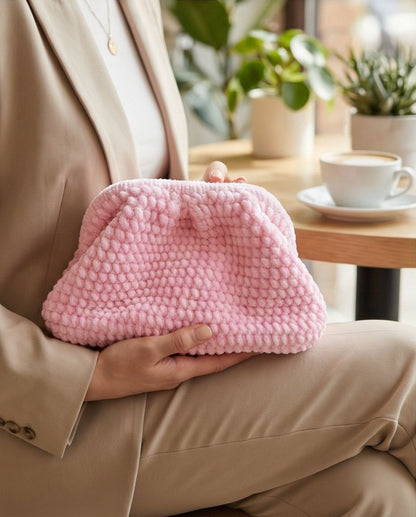 Mini Bag Rosa Chiaro – Borsa Fatta a Mano Effetto Velluto