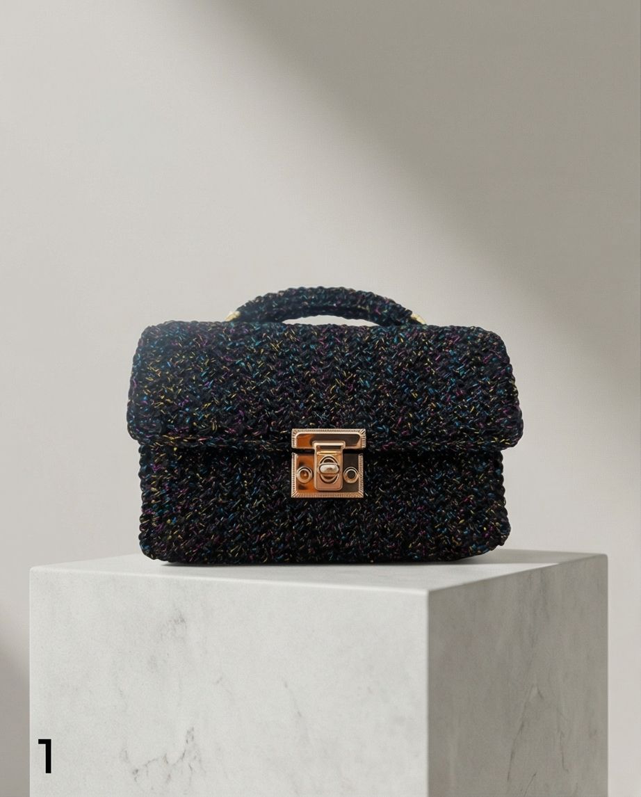 Mini Bag Handmade Multicolor Sparkle con Catena Oro