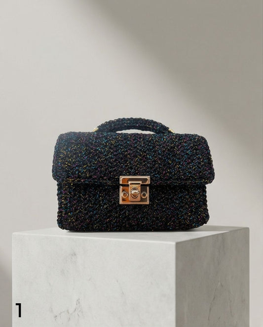 Mini Bag Handmade Multicolore Brillante con Catena Dorata