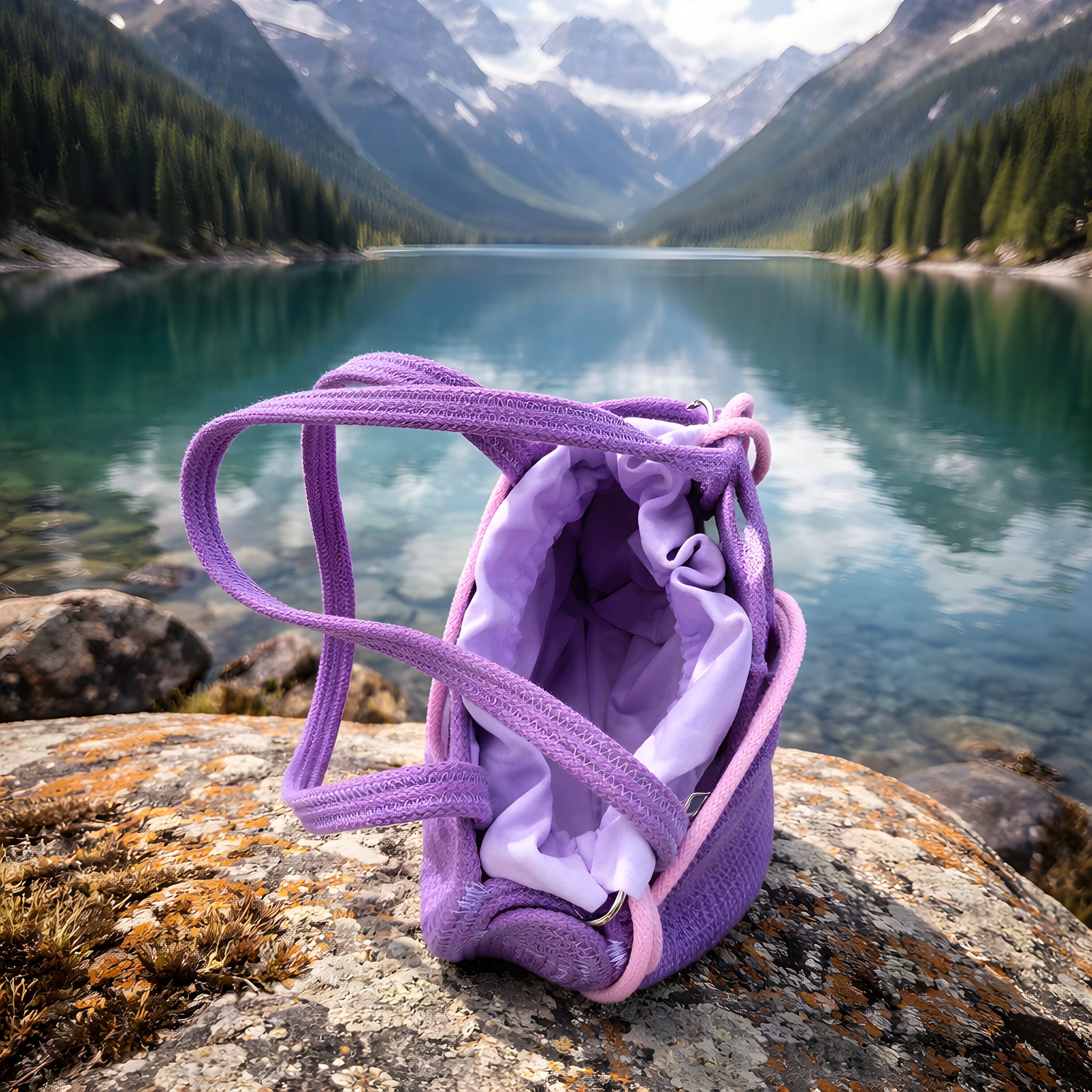 Borsa Handmade Bicolore Lilla & Rosa con Dettaglio Intreccio