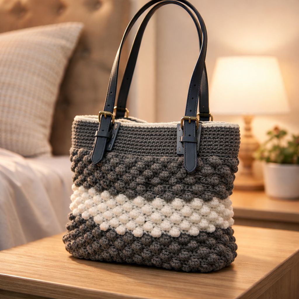 Maxi Bag Handmade Grigio & Panna – Shopper Artigianale