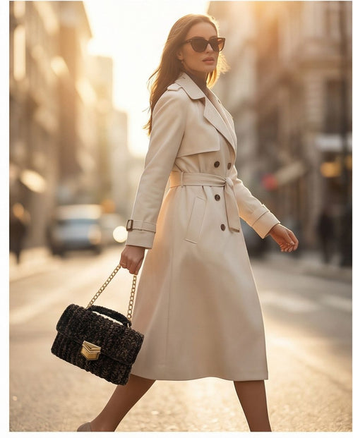 Borsa Handmade Marrone con Catena Oro Elegante