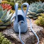Borsa Handmade Tonda Azzurro Polvere con Tracolla